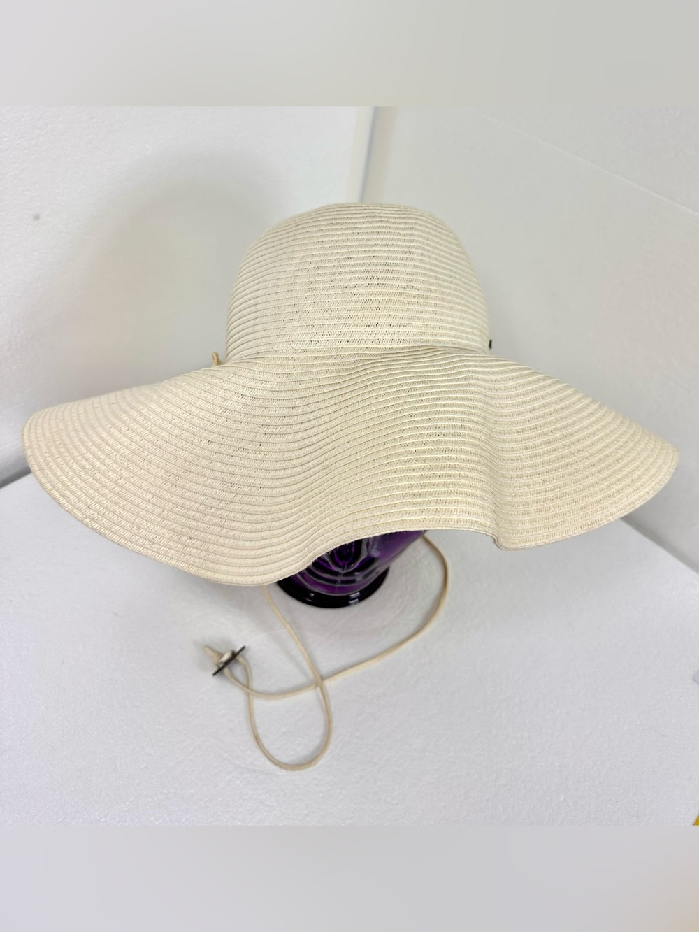 Prana Bright Egg Shell Colored Genevieve Wide Brim Straw Sun Hat - Picture 5 of 13